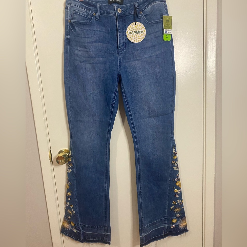 Ashley Mason Embroidered Detail Flare Jeans